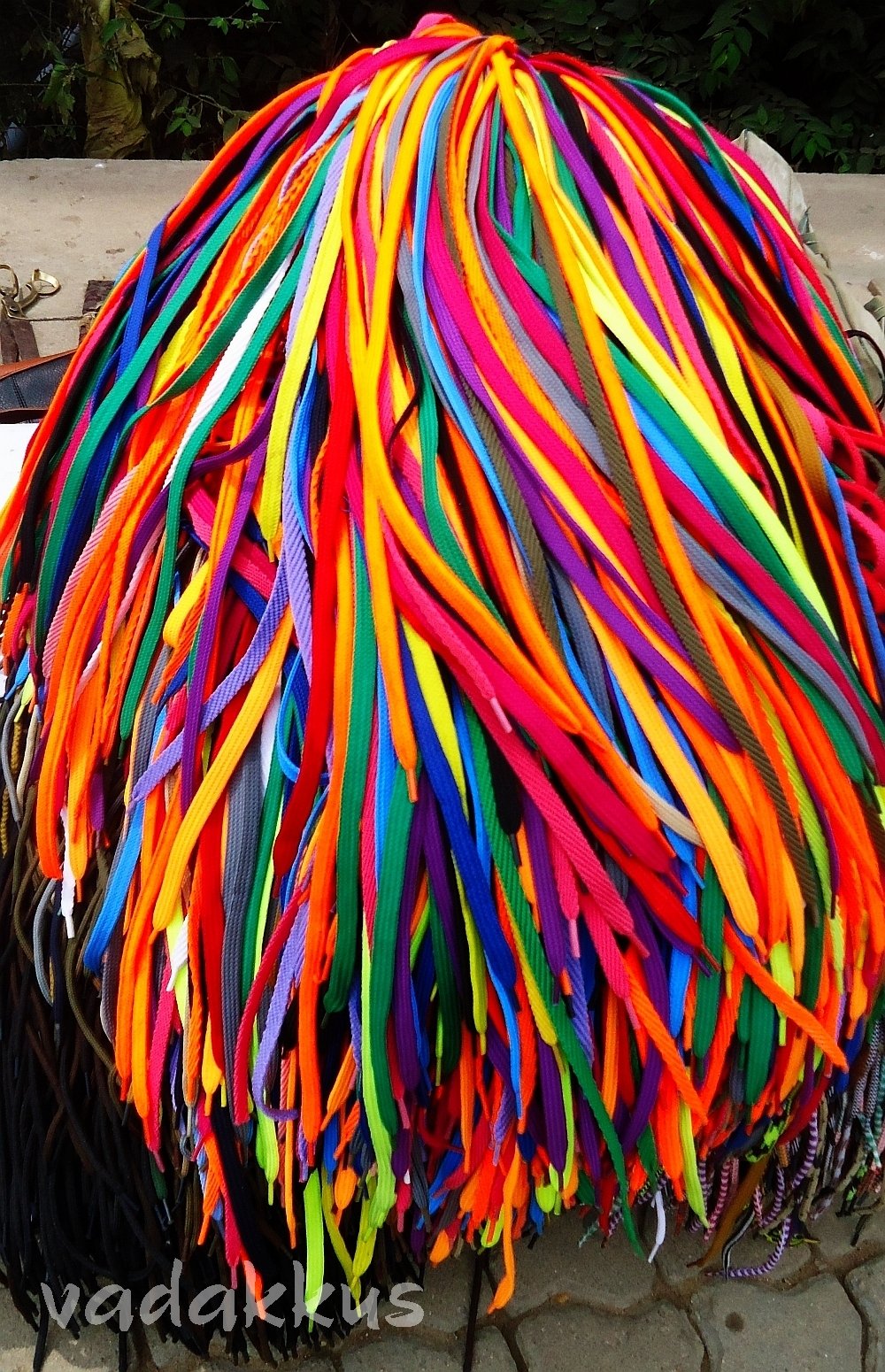 A mound of multicolored shoelaces!