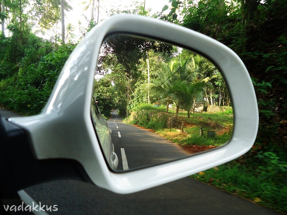 The Winding Road as seen through the rearview mirror.