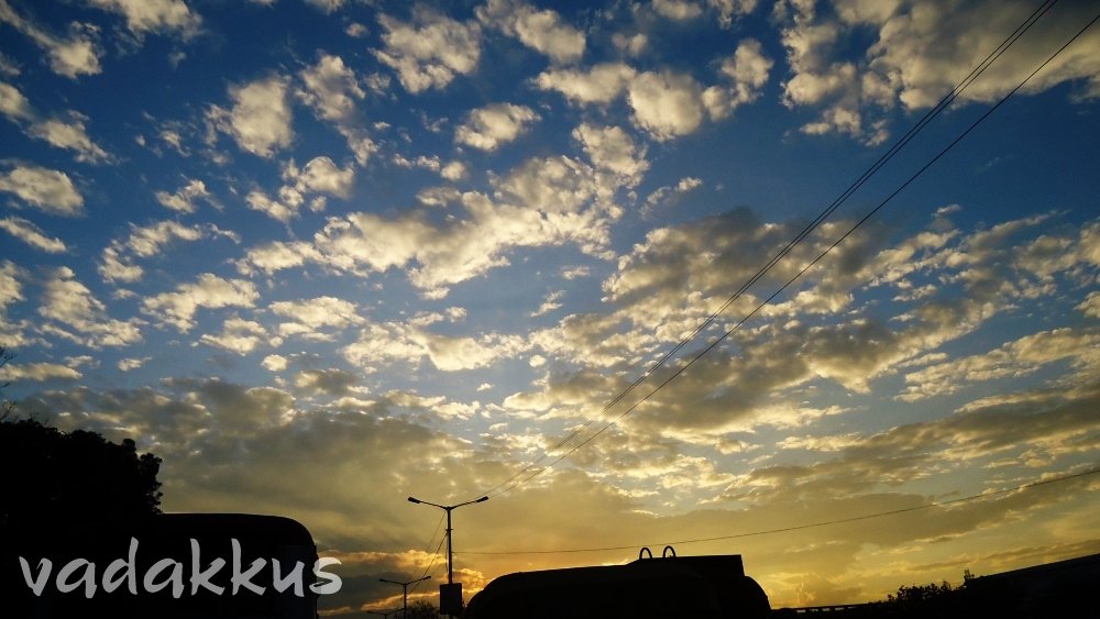 Picture of a Sunset and resulting Golden and Blue sky in Bangalore at Old Madras Road.