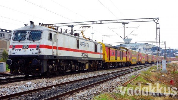 WAP7 30363 with the Bangalore - Chennai AC Double Decker Express