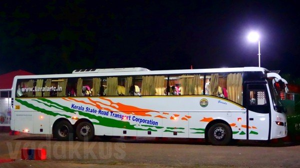 Kerala KSRTC Volvo B9R Multi-Axle bus from Kottayam to Bangalore