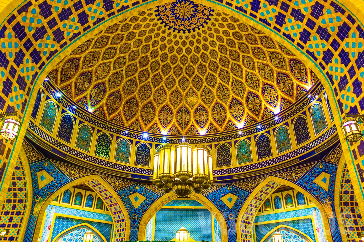 The grand dome of the Persian Court section at the Ibn Battuta Mall in Dubai