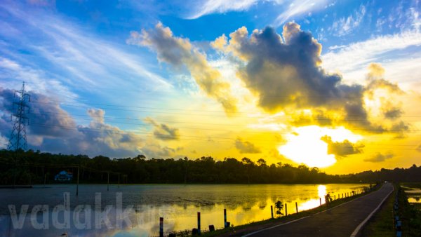 Dramatic Colourful Sky Kottayam Kerala Paddy Fields