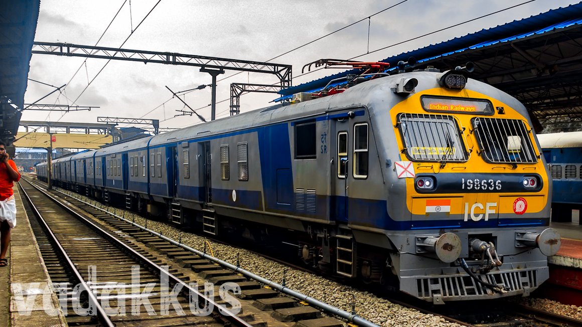 Indian Railways Southern Railway 12 car new MEMU trainset rake trivandrum division kerala kottayam