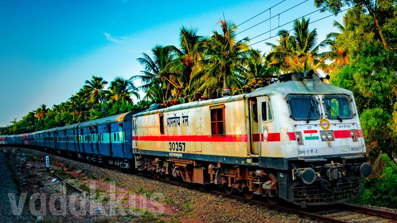 photo of trains in kerala parasuram express early morning light colourful