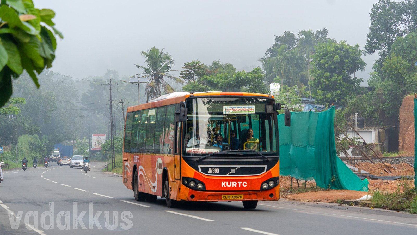 KSRTC AC Volvo low floor MC Road misty morning