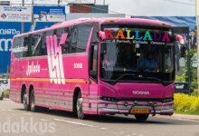 Kallada Travels Scania Metrolink Multiaxle bus in Magenta